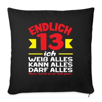 Finally 13th birthday I know everything - Sofa pillowcase 17,3'' x 17,3'' (45 x 45 cm) - black - Front