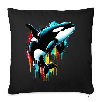 Killer whale - Sofa pillowcase 17,3'' x 17,3'' (45 x 45 cm) - black - Front