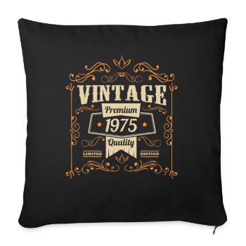 Design vintage anniversaire 1975 - Housse de coussin décorative 45 x 45 cm - noir - Devant