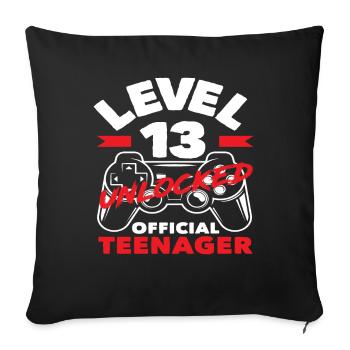 Level 13 Unlocked 13th Birthday Teenager - Sofa pillowcase 17,3'' x 17,3'' (45 x 45 cm) - black - Front