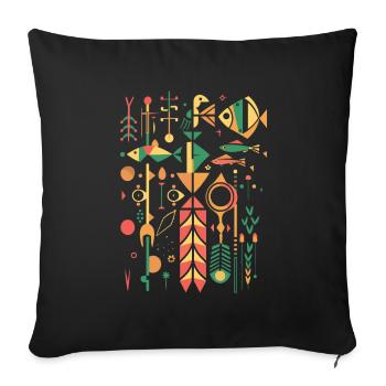 Fun fishing - Sofa pillowcase 17,3'' x 17,3'' (45 x 45 cm) - black - Front