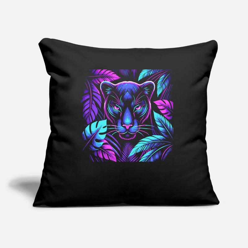 Lebendiger Panther mit tropischen Blättern Design Sofakissenbezug 45 x 45 cm