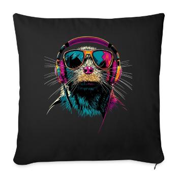 Mole with Sunglasses Love Cute Moles - Sofa pillowcase 17,3'' x 17,3'' (45 x 45 cm) - black - Front