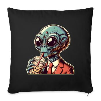 Thé à bulles extraterrestre - Housse de coussin décorative 45 x 45 cm - noir - Devant
