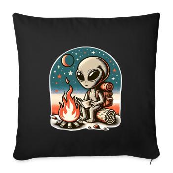 Alien Lagerfeuer Wanderung - Sofakissenbezug 45 x 45 cm - Schwarz - Vorne