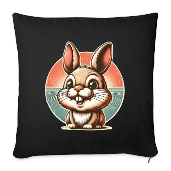 Lapin Rétro Vintage - Housse de coussin décorative 45 x 45 cm - noir - Devant