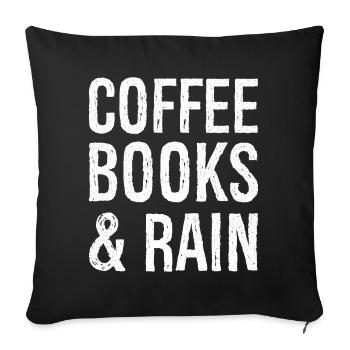 coffee books rain - Sofa pillowcase 17,3'' x 17,3'' (45 x 45 cm) - black - Front