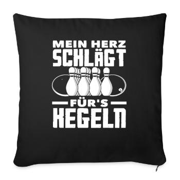 Mon cœur bat pour le bowling - Housse de coussin décorative 45 x 45 cm - noir - Devant