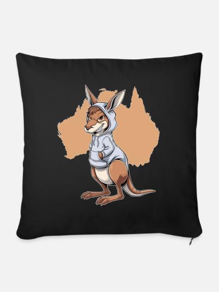 Kangaroo Känguru exotische Tiere Australien - Sofakissenbezug 45 x 45 cm - Schwarz
