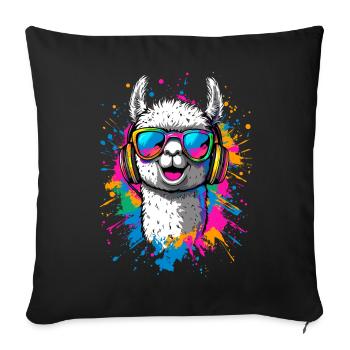 Alpaca Sweet Llama Farm Life Is Better With Alpacas - Sofa pillowcase 17,3'' x 17,3'' (45 x 45 cm) - black - Front