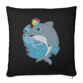 Natation dauphin, water-polo d’été - Housse de coussin décorative 45 x 45 cm - noir - Devant