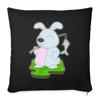Pêche au poisson bunny Angler - Housse de coussin décorative 45 x 45 cm - noir - Devant