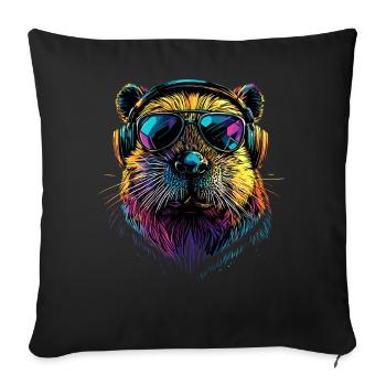 Beaver Motif Beaver Whisperer Rodents Cute Beaver - Sofa pillowcase 17,3'' x 17,3'' (45 x 45 cm) - black - Front