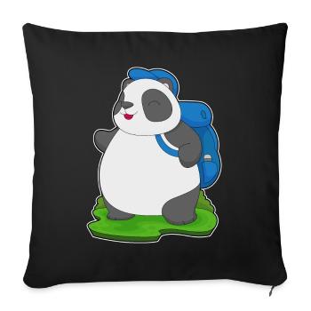 Randonnée à dos pour randonneurs panda - Housse de coussin décorative 45 x 45 cm - noir - Devant