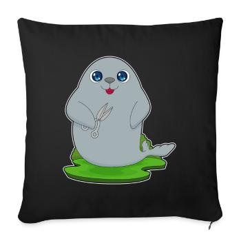 Seal Hairdresser Scissors - Sofa pillowcase 17,3'' x 17,3'' (45 x 45 cm) - black - Front