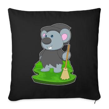 Mouse Witch Broom - Sofa pillowcase 17,3'' x 17,3'' (45 x 45 cm) - black - Front
