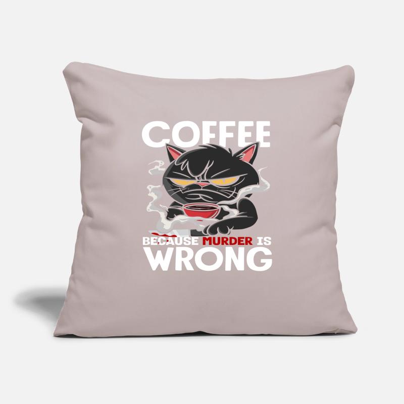Coffee Lover Cat Because Murder Is Wrong Sofa pillowcase 17,3'' x 17,3'' (45 x 45 cm)