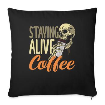 Le squelette des amateurs de café reste éveillé - Housse de coussin décorative 45 x 45 cm - noir - Devant