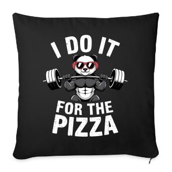 Je le fais pour le bodybuilder Pizza Barbell - Housse de coussin décorative 45 x 45 cm - noir - Devant