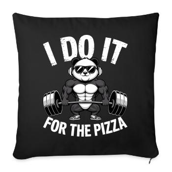 Je le fais pour le bodybuilder Pizza Barbell - Housse de coussin décorative 45 x 45 cm - noir - Devant