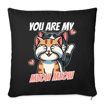 Vous êtes mon miaou miaou, chats mignons Saint-Valentin - Housse de coussin décorative 45 x 45 cm - noir - Devant