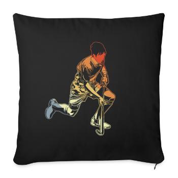 Field hockey player boy - Sofa pillowcase 17,3'' x 17,3'' (45 x 45 cm) - black - Front