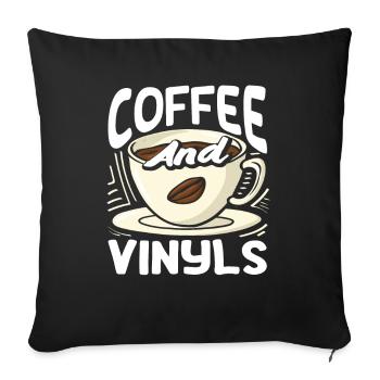 Amateur de café et fan de vinyles - Housse de coussin décorative 45 x 45 cm - noir - Devant