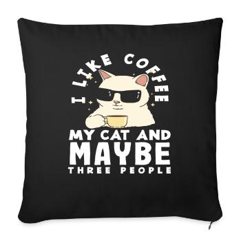 Chat amateur de café et peut-être trois - Housse de coussin décorative 45 x 45 cm - noir - Devant