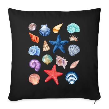 T-shirt coquillage Motif hawaïen coloré - Housse de coussin décorative 45 x 45 cm - noir - Devant