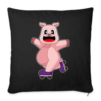 Pig Inline skating Inline skates - Sofa pillowcase 17,3'' x 17,3'' (45 x 45 cm) - black - Front