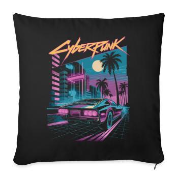 Cyberpunk Retro City Streets - Housse de coussin décorative 45 x 45 cm - noir - Devant