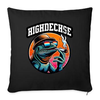 Haut lézard lézards Iguane Reptiles - Housse de coussin décorative 45 x 45 cm - noir - Devant