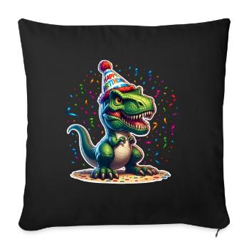 Dinosaur Birthday Dino T Rex - Sofa pillowcase 17,3'' x 17,3'' (45 x 45 cm) - black - Front