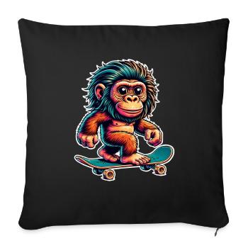 Neanderthal Skateboard Skater - Sofa pillowcase 17,3'' x 17,3'' (45 x 45 cm) - black - Front