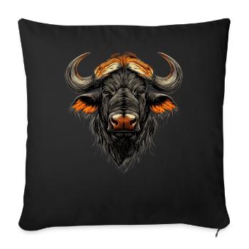 Buffle du Cap Buffalo Safari Buffle d’Afrique - Housse de coussin décorative 45 x 45 cm - noir - Devant