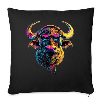 Buffle du Cap Buffalo Safari Buffle d’Afrique - Housse de coussin décorative 45 x 45 cm - noir - Devant