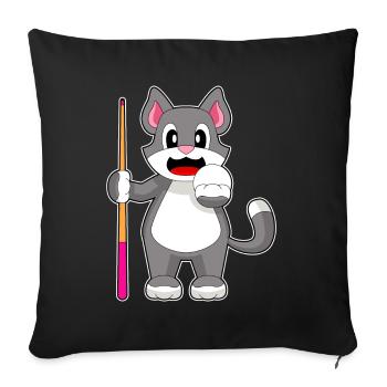 Katze Billiard Queue - Sofakissenbezug 45 x 45 cm - Schwarz - Vorne