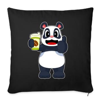 Panda Coffee to go Mug - Sofa pillowcase 17,3'' x 17,3'' (45 x 45 cm) - black - Front