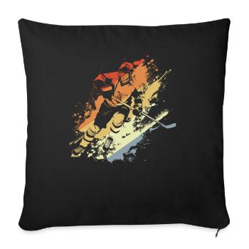 Joueur de hockey sur glace Vintage - Housse de coussin décorative 45 x 45 cm - noir - Devant