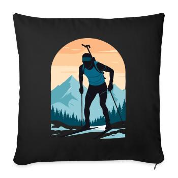 Biathlon Biathlet Wintersport - Sofakissenbezug 45 x 45 cm - Schwarz - Vorne