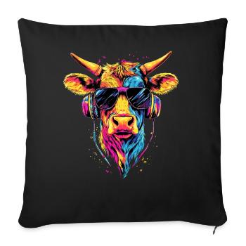 vache fermier boeuf lait veau végétalien vache vache de ferme vaches - Housse de coussin décorative 45 x 45 cm - noir - Devant