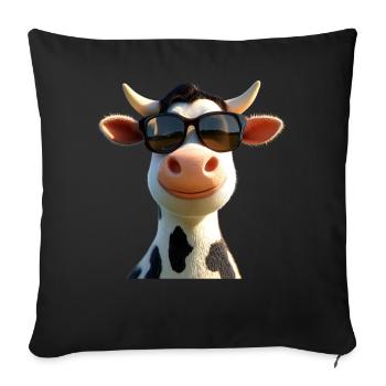vache fermier boeuf lait veau végétalien vache vache de ferme vaches - Housse de coussin décorative 45 x 45 cm - noir - Devant