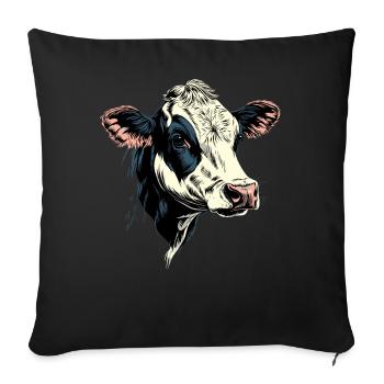 vache fermier boeuf lait veau végétalien vache vache de ferme vaches - Housse de coussin décorative 45 x 45 cm - noir - Devant