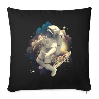 Astronaut in space magic - Sofa pillowcase 17,3'' x 17,3'' (45 x 45 cm) - black - Front