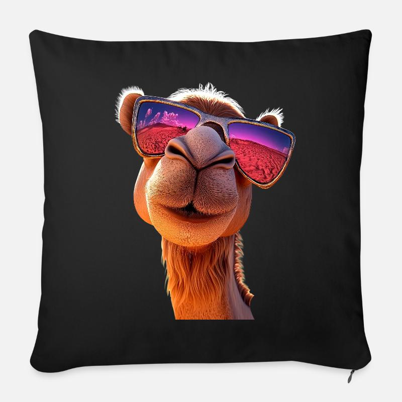 Kamel Dromedar Trampeltier Camel Geschenk Kamele - Sofakissenbezug 45 x 45 cm - Schwarz