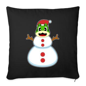 Frog Christmas Snowman - Sofa pillowcase 17,3'' x 17,3'' (45 x 45 cm) - black - Front
