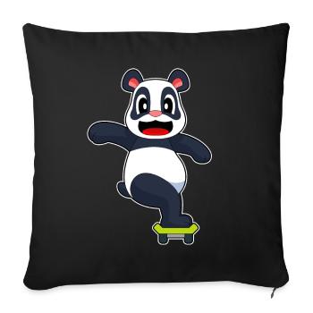 Panda Skater Skateboard - Sofa pillowcase 17,3'' x 17,3'' (45 x 45 cm) - black - Front