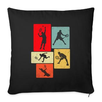 Jouer au tennis rétro - Housse de coussin décorative 45 x 45 cm - noir - Devant