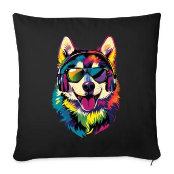 Husky Dogs Lover Dog Love Siberian Huskies - Sofa pillowcase 17,3'' x 17,3'' (45 x 45 cm) - black - Front