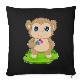 Affe Maler Pinsel Malen - Sofakissenbezug 45 x 45 cm - Schwarz - Vorne